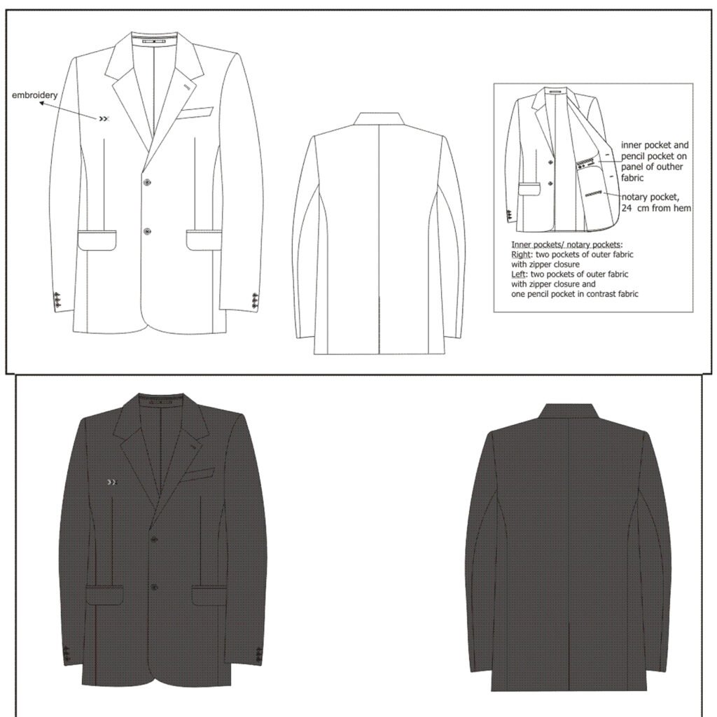 Digital PDF Sewing Pattern for a Classic Men's Blazer with Notch Lapel