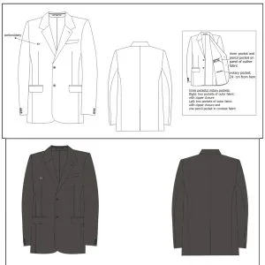 Downloadable PDF Sewing Pattern for a Classic Men's Blazer with Notch Lapel