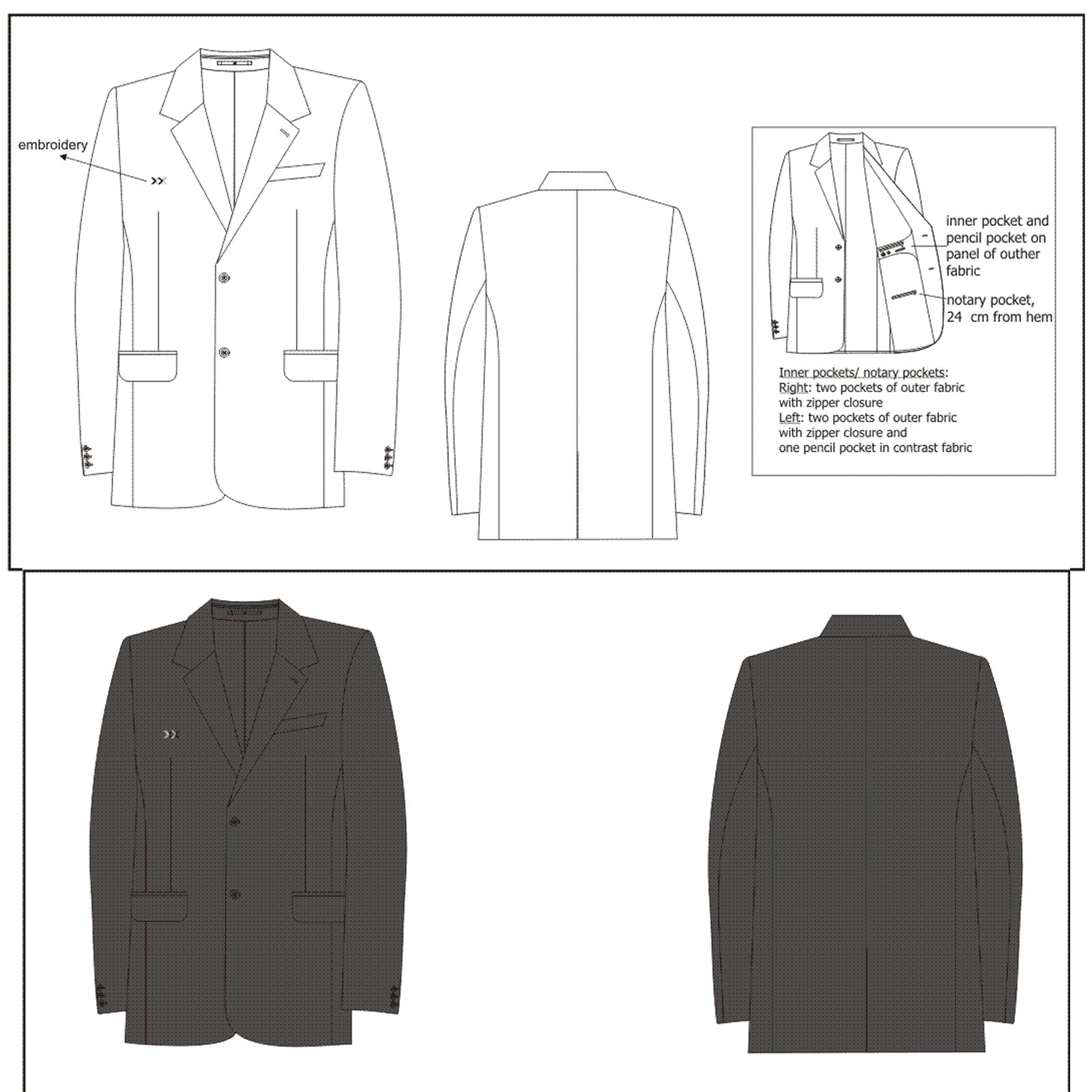 Digital PDF Sewing Pattern For A Classic Men'S Blazer With Notch Lapel