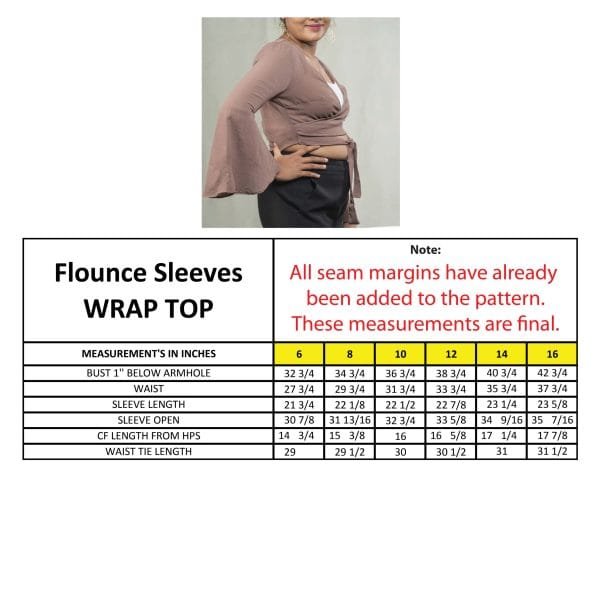 Flounce Sleeves Wrap Top PDF Sewing Pattern - Image 9