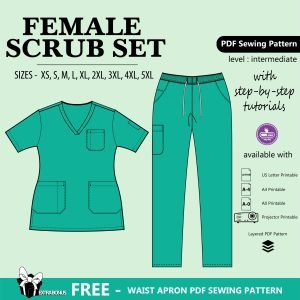 Female Scrub Set PDF Sewing Pattern | Nursing Scrubs Sewing | Medical Tunic Se | Doctor Uniform Patterns | Printable pdf