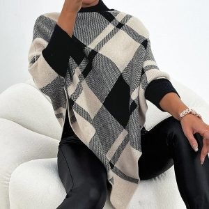 High Neck Plaid Poncho Top PDF Sewing Pattern