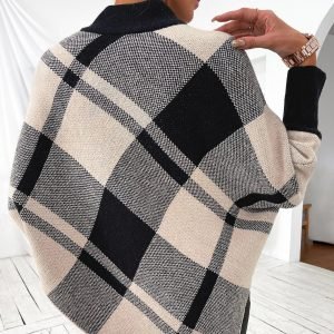 High Neck Plaid Poncho Top PDF Sewing Pattern