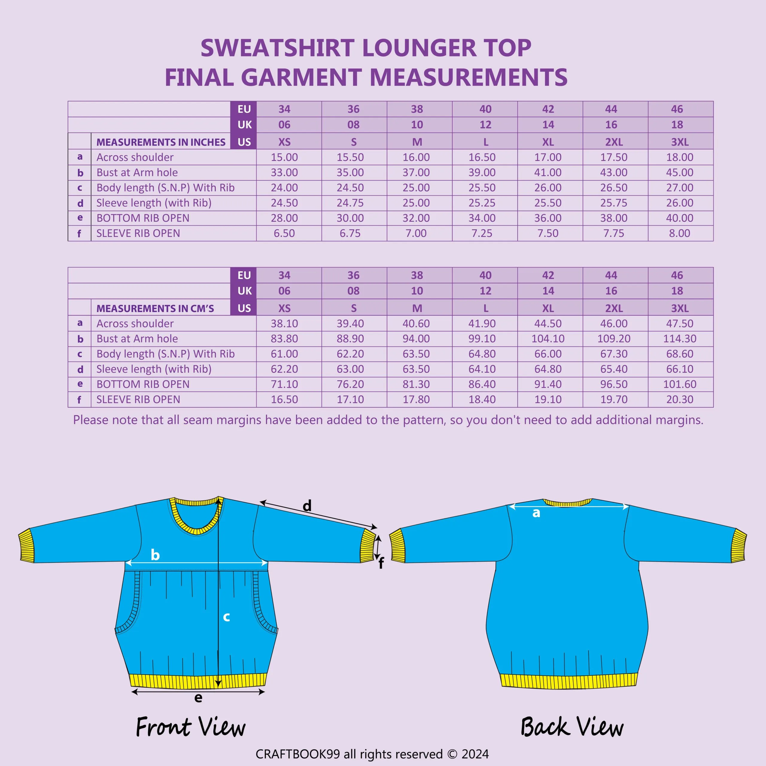Sweatshirt Lounger Top PDF Sewing Pattern