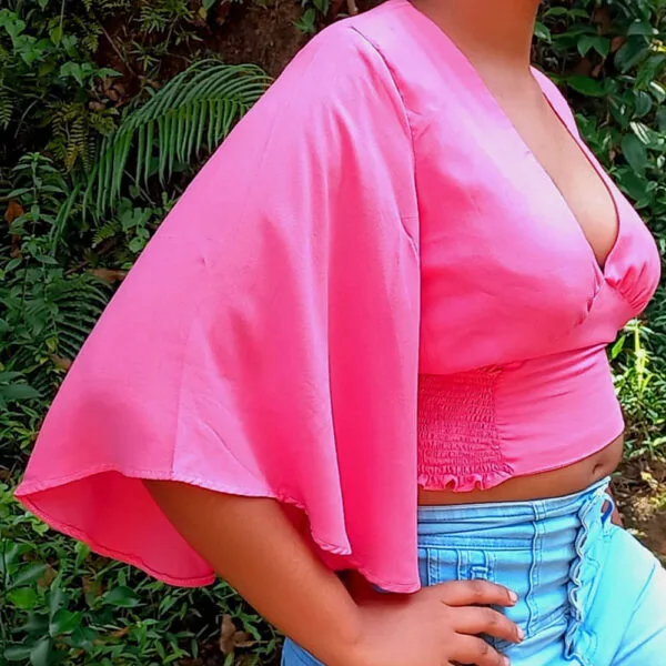 Flounce Sleeve Shirred Crop Blouse PDF Sewing Pattern