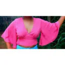 Flounce Sleeve Shirred Crop Blouse PDF Sewing Pattern