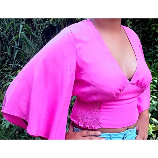 Flounce Sleeve Shirred Crop Blouse PDF Sewing Pattern