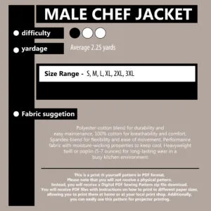 Classic Chef Jacket PDF Sewing Pattern