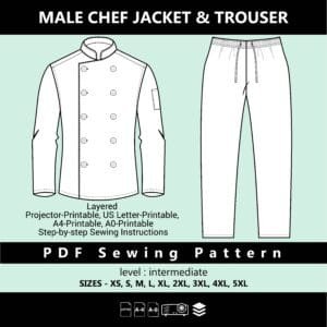 Mens Chef Jacket and Trouser Sewing Pattern