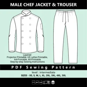 Mens Chef Jacket and Trouser Sewing Pattern