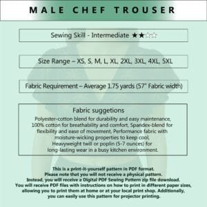 Mens Chef Jacket and Trouser Sewing Pattern